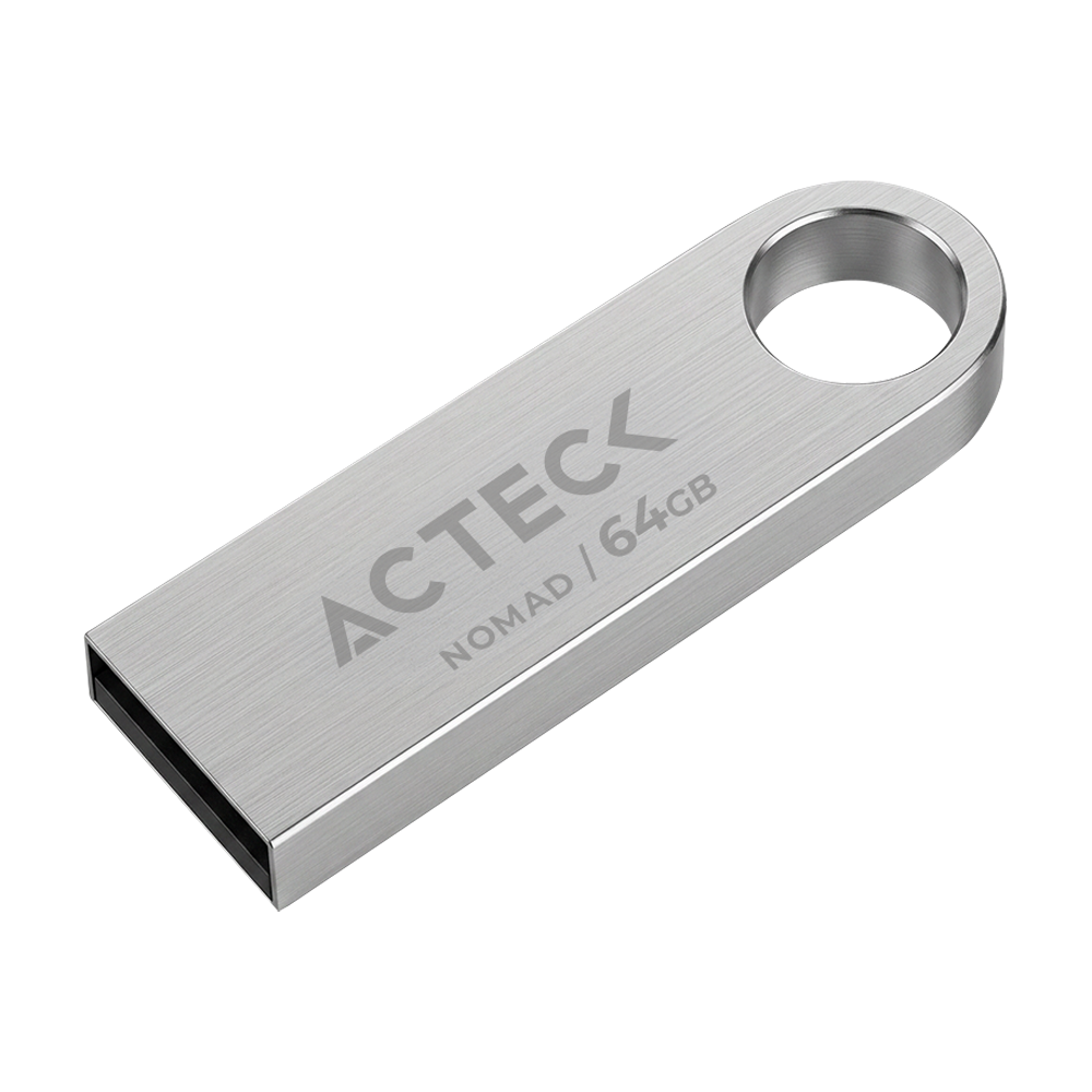 MEMORIA USB ACTECK (AC-946223) NOMAD METAL MUF-64000, 64 GB, USB 2.0, METALICA, PLATA