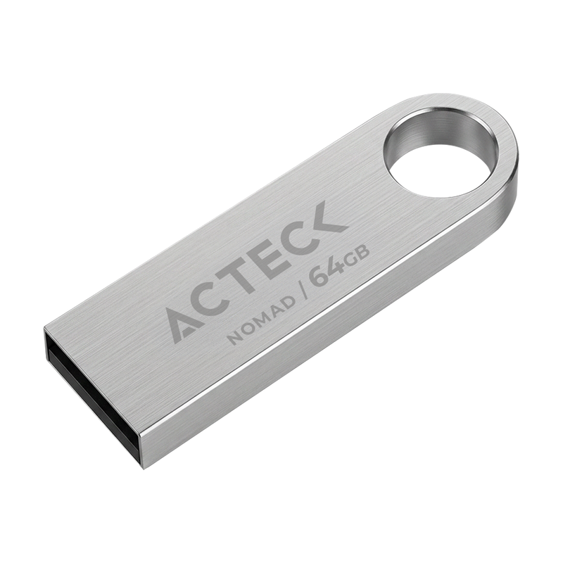MEMORIA USB ACTECK (AC-946223) NOMAD METAL MUF-64000, 64 GB, USB 2.0, METALICA, PLATA