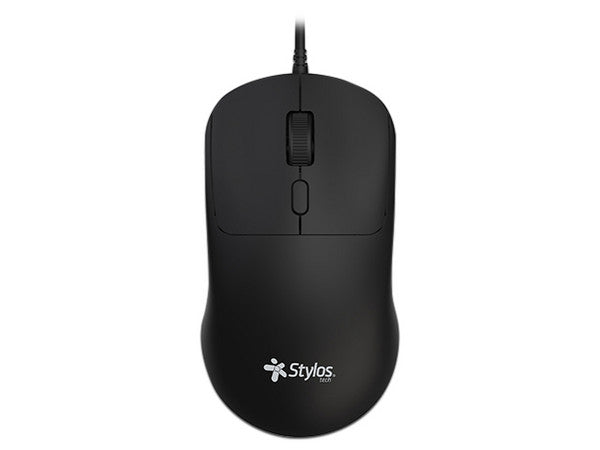 MOUSE ALAMBRICO STYLOS (STPMOA8B) 1600 DPI, 4 BOTONES, USB, NEGRO