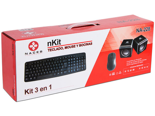 KIT 3 EN 1  NACEB (NA-228N) TECLADO,MOUSE,BOCINAS,USB 2.0,COLOR NEGRO-4