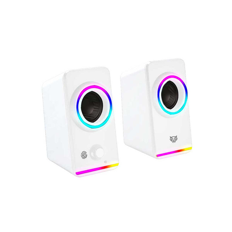 BOCINAS BALAM RUSH (BR-937009) GLIMER STYLE BG565,10W RMS,RGB 3 MODOS,AUX,BT,2.0 CANALES,BLANCO-1