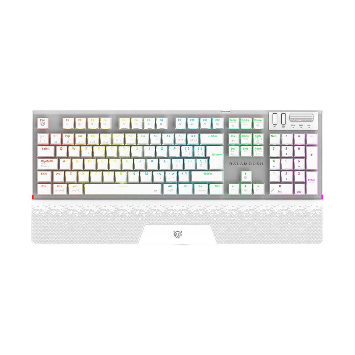TECLADO MECANICO BALAM RUSH (BR-940399) DOMINATE EXPERT GK979L, SWITCH RED, 105 TECLAS, RGB, BLANCO-1