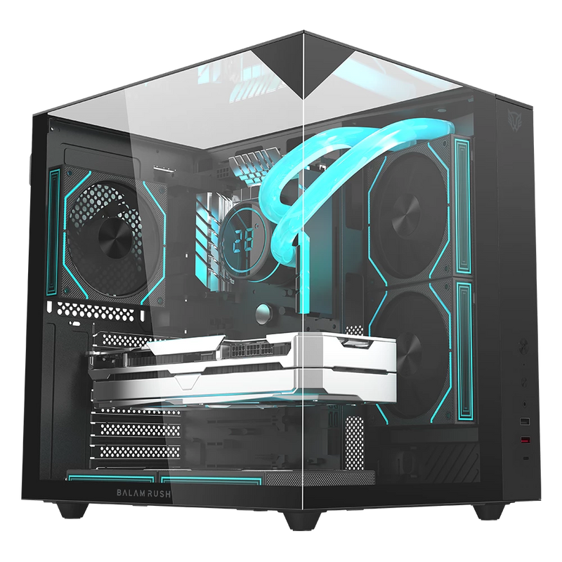 GABINETE BALAM RUSH (BR-941525) TANK MAJESTIC 6600,ATX, 1*USB 3.0,CRISTAL TEMP,FAN 3*120MM,ARGB,NEGRO