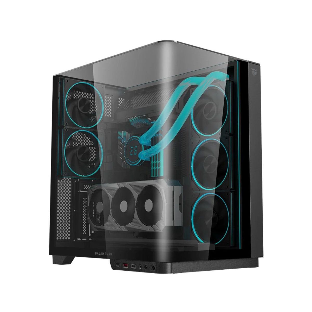 GABINETE BALAM RUSH (BR-941556) TANK EXPERT CURVE 7800,ATX,1*USB 3.0,CRISTAL TEMP,FAN 5*120MM,ARGB,NEGRO