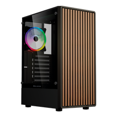 GABINETE BALAM RUSH(BR-943949)DRAGONFLY WOOD GM580,ATX, SIN FUENTE,USB A 3.0,USB A 2.0,4 FAN ARGB,PANEL CRISTAL+FRENTE TIPO MADERA,NEGRO-1