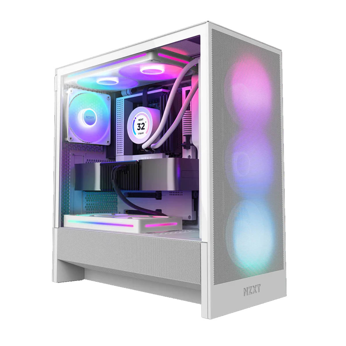 GABINETE NZXT (CC-H52FW-R1) H5 FLOW RGB  COMPACT MID-TOWER ATX CASE WITH RGB FANS - BLANCO