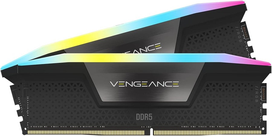 MEMORIA DIMM DDR5 CORSAIR (CMH32GX5M2B6000C38) 32GB 6000MT/S (2X16GB) VENGEANCE RGB, C. DISIPADOR, 1.35V, NEGRA.-1