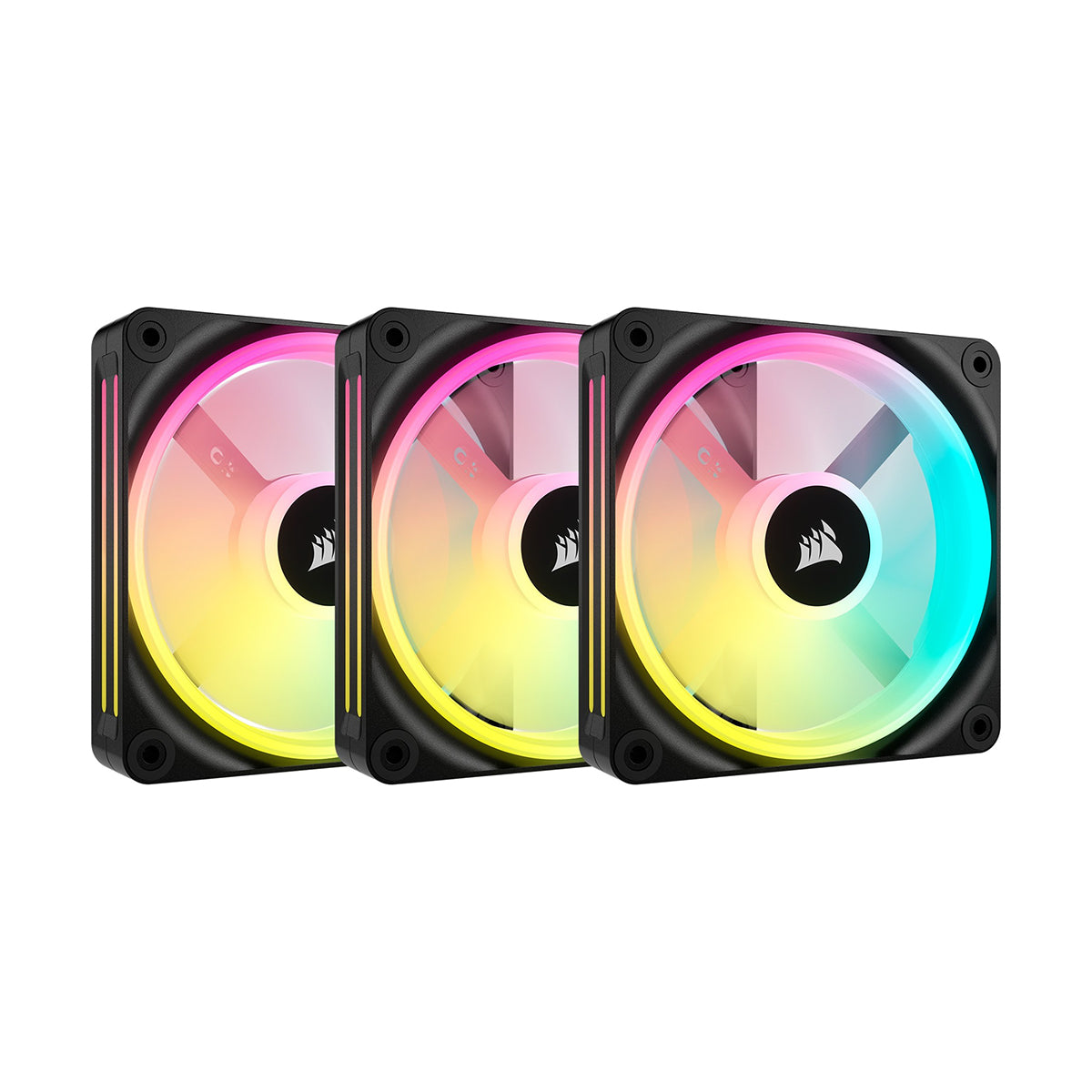 VENTILADOR GABINETE CORSAIR (CO-9051002-WW) ICUE LINK QX120 RGB,3 FAN,120MM,DOMO MAGNETICO,NEGRO