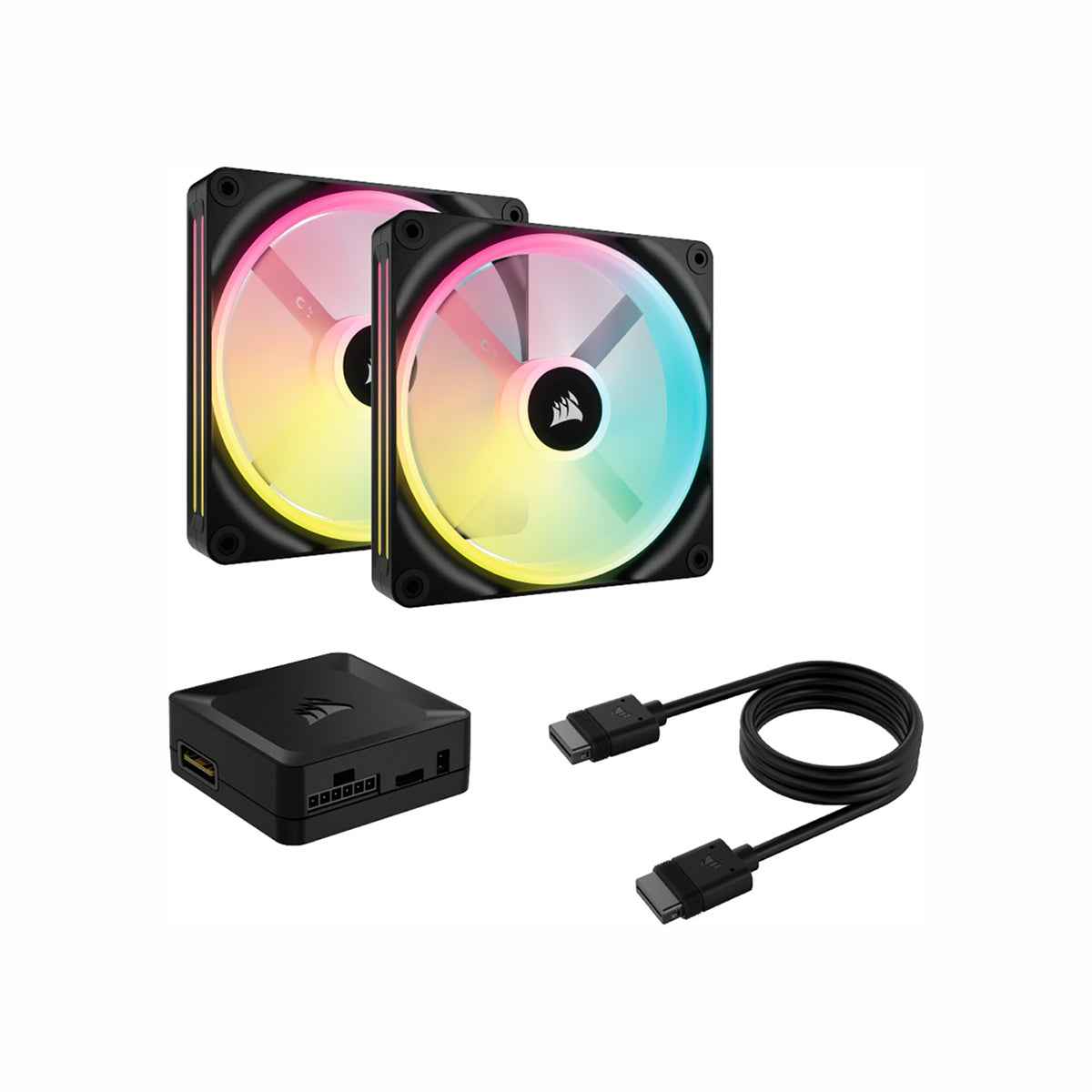 VENTILADOR GABINETE CORSAIR (CO-9051004-WW) ICUE LINK QX140 RGB,2 FAN,140MM,DOMO MAGNETICO,NEGRO-1