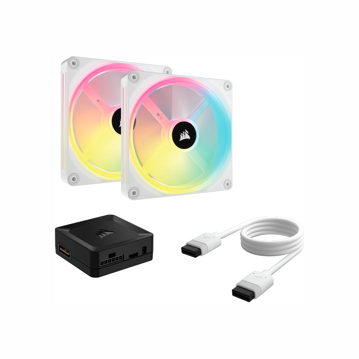 VENTILADOR GABINETE CORSAIR (CO-9051008-WW) ICUE LINK QX140 RGB,2 FAN,140MM,DOMO MAGNETICO,BLANCO-1