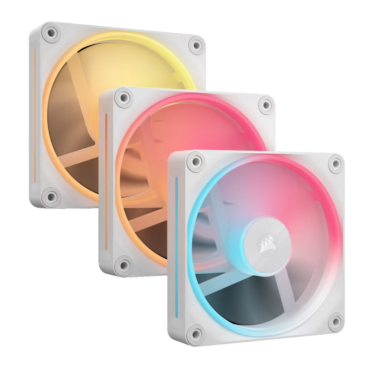VENTILADOR GABINETE CORSAIR (CO-9051054-WW) ICUE LINK LX120 RGB, 3 FAN, 120MM, MAGNETICO, BLANCO