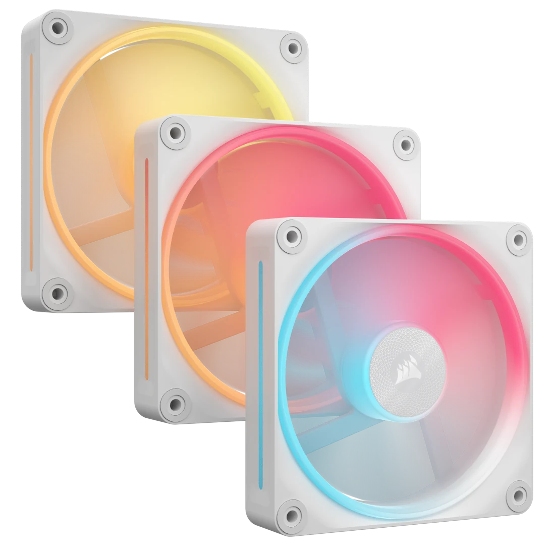 VENTILADOR GABINETE CORSAIR (CO-9051054-WW) ICUE LINK LX120 RGB, 3 FAN, 120MM, MAGNETICO, BLANCO
