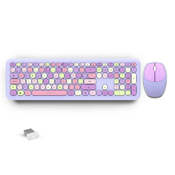 KIT TECLADO Y MOUSE INALAMBRICO ACTECK (AC-935173) CREATOR CHIC MK475,RF USB,1600 DPI,110 TEC,MORADO