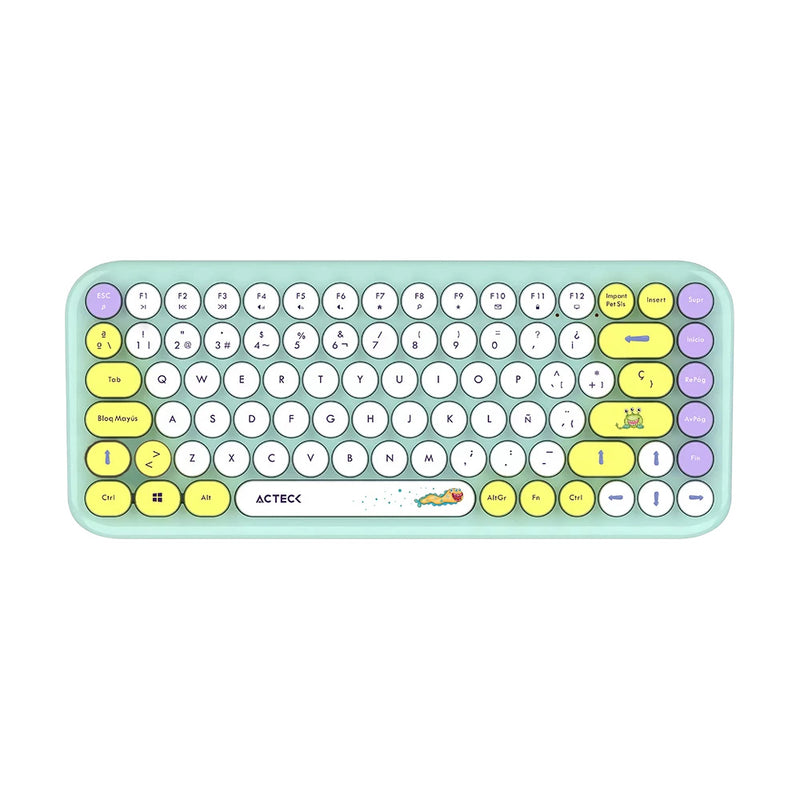 KIT TECLADO Y MOUSE INALAMBRICO ACTECK (AC-940238) MK480 CHIC K-COLORS,RF USB,85 TECLAS,65%,VERDE-2