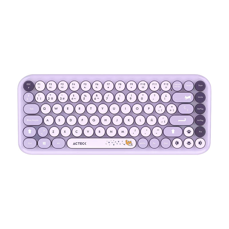 KIT TECLADO Y MOUSE INALAMBRICO ACTECK (AC-940252) MK480 CHIC K-COLORS,RF USB,85 TECLAS,65%,VIOLETA-2