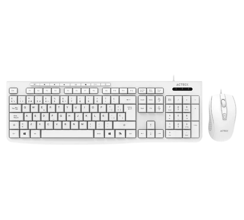KIT TECLADO Y MOUSE ALAMBRICO ACTECK (AC-941792) CREATOR PRIME MK455,USB,105 TECLAS,1600DPI,BLANCO-1