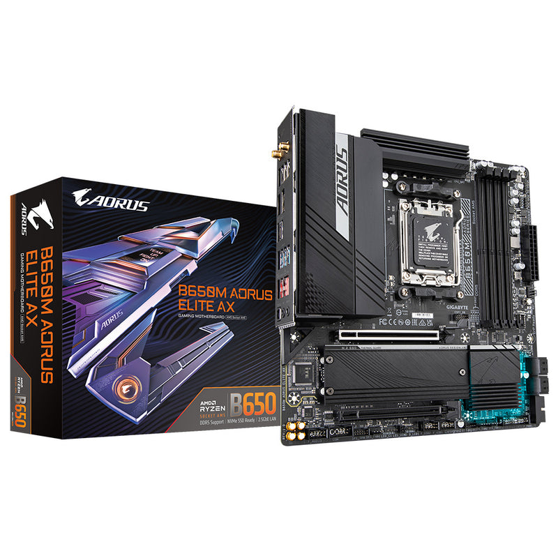 MOTHERBOARD GIGABYTE (B650M AORUS ELITE AX) SOCKETAM5, 4*DDR5,M.2, DP, HDMI, MICRO ATX WIFI6-1