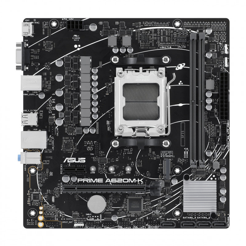 MOTHERBOARD ASUS (PRIME A620M-K) SOCKET AM5,2**DDR5,HDMI,VGA,PCIE-4.0,M.2,MICRO ATX-1