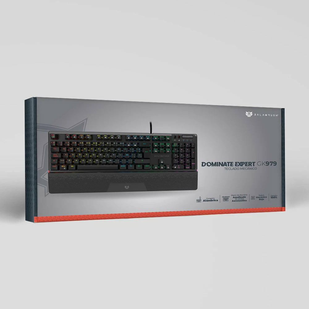 TECLADO MECANICO BALAM RUSH (BR-936781) DOMINATE EXPERT GK979,SWITCH RED,105 TECLAS,RGB,NEGRO-4