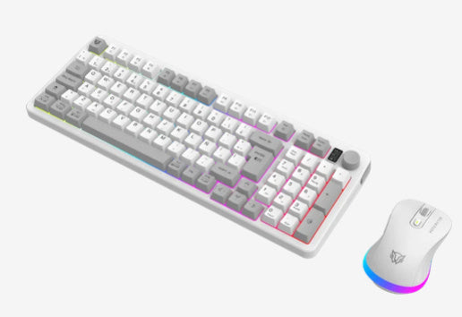 KIT TECLADO Y MOUSE INALAMBRICO BALAM RUSH(BR-940436)SQUAD CONQUEST PRO KG525,TECLADO 85%,MOUSE OPTICO 7200 DPI,RGB,RECARGABLE,BLANCO