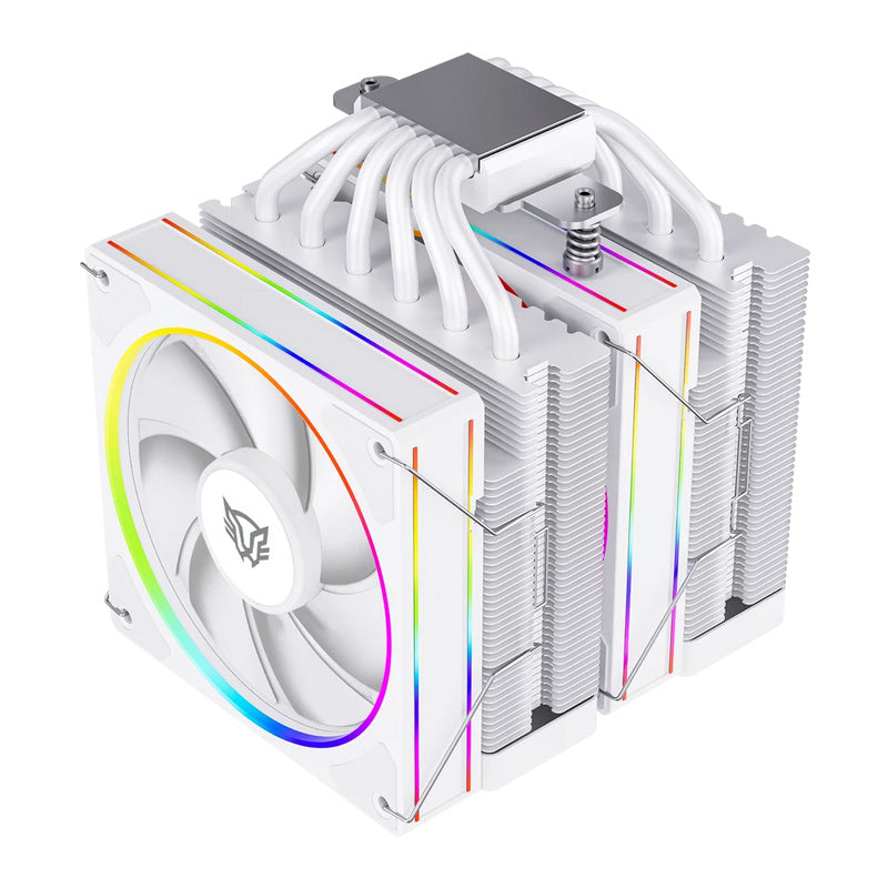 VENTILADOR P/CPU BALAM RUSH(BR-942010)HELIUX PRO HEX70,RGB,6 PIPAS,TDP 270W,AMD/INTEL,2*FAN 120MM,PWN 4 PIN+ARGB 3 PIN,BLANCO