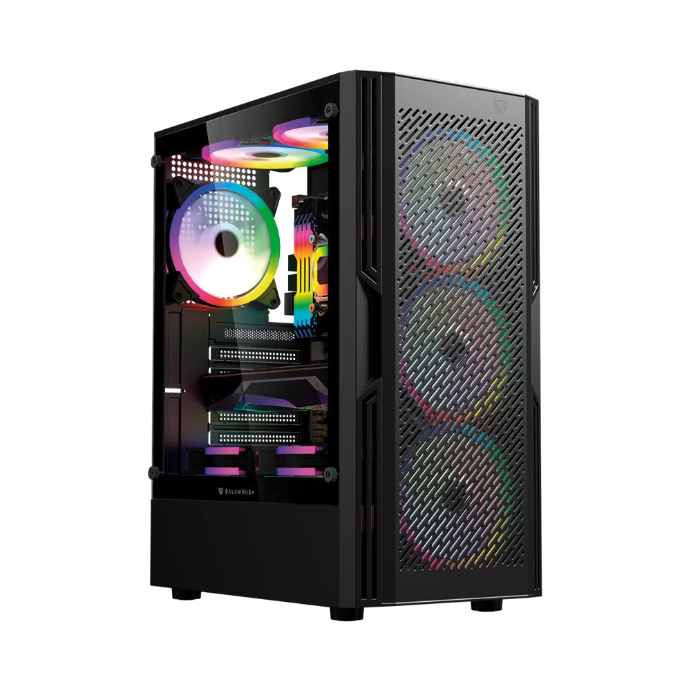 GABINETE BALAM RUSH(BR-943956) DRAGONFLY VENTRA GM570,MAX ATX,S/FUENTE,1*USB A 3.0,4FAN 120MM ARGB 4 PIN, CRISTAL,MESH,NEGRO-1
