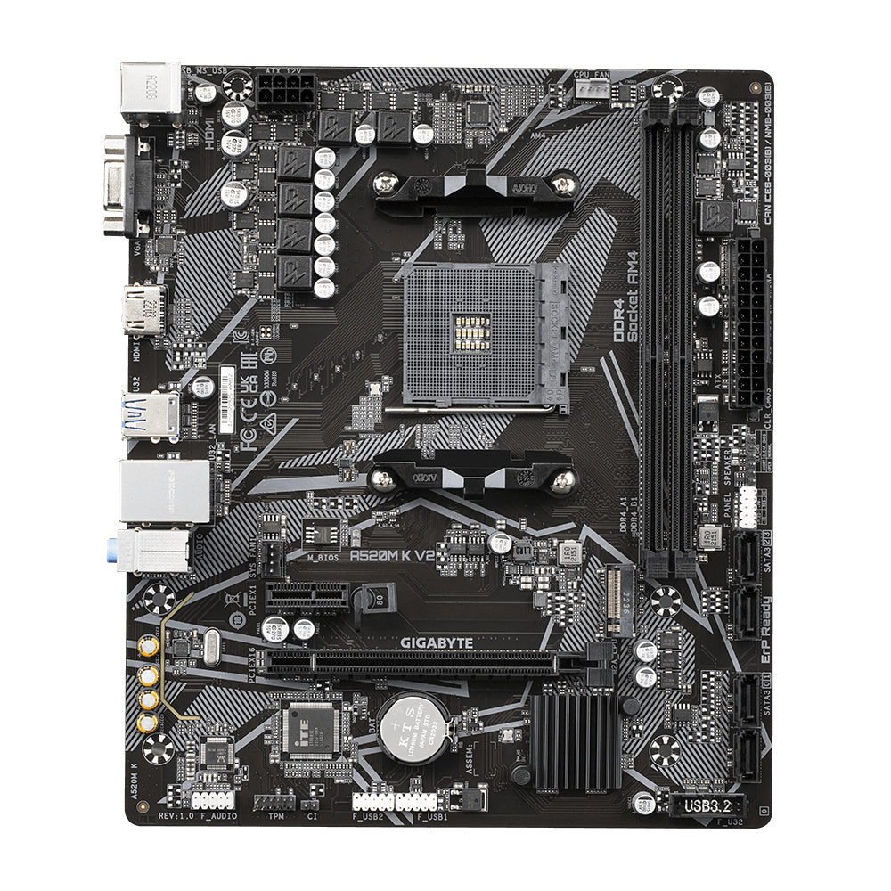 MOTHERBOARD GIGABYTE (A520M K V2) SOCKET AM4, 2*DDR4, HDMI, PCIE 3.0, M.2, MICRO ATX, VGA-1