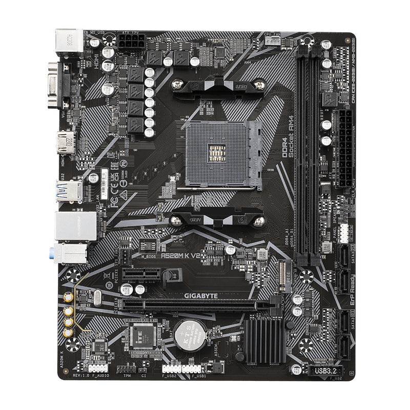 MOTHERBOARD GIGABYTE (A520M K V2) SOCKET AM4, 2*DDR4, HDMI, PCIE 3.0, M.2, MICRO ATX, VGA-1