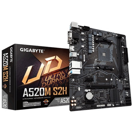 MOTHERBOARD GIGABYTE (A520M S2H) SOCKET AM4, 2*DDR4,M.2,DVI-D,HDMI,VGA,MICRO ATX, RGB FUSION-1