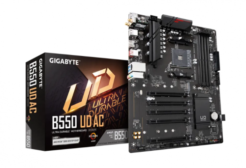MOTHERBOARD GIGABYTE (B550 UD AC) SOCKET AM4,4*DDR4 3200MHZ,HDMI,WIFI,BT 5.0,ATX,RGB FUSION-1