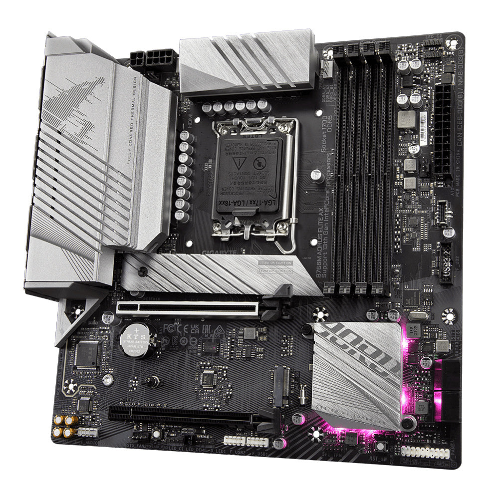 MOTHERBOARD GIGABYTE (B760M AORUS ELITE AX) SOCKET 1700, 4*DDR5 7600MHZ, HDMI, DP, MICRO ATX,WIFI 6E