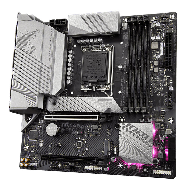 MOTHERBOARD GIGABYTE (B760M AORUS ELITE AX) SOCKET 1700, 4*DDR5 7600MHZ, HDMI, DP, MICRO ATX,WIFI 6E-2
