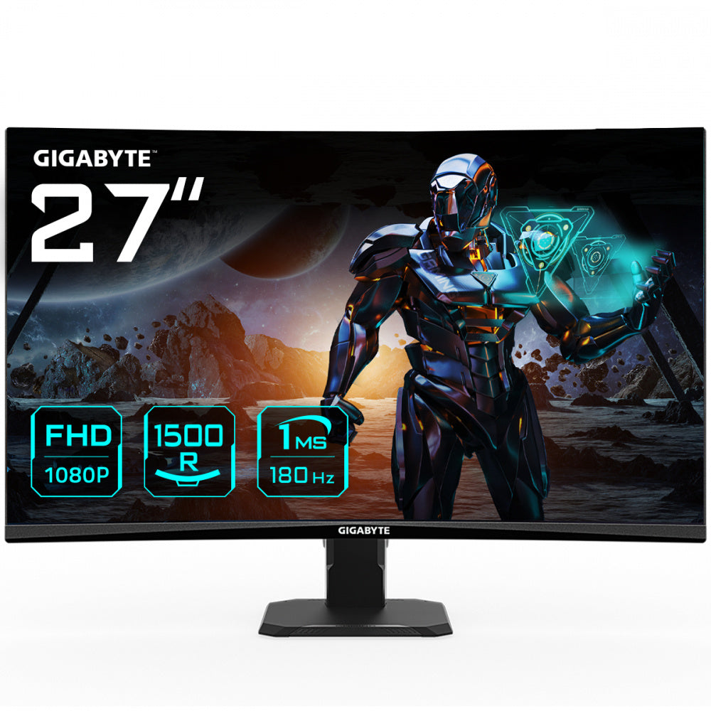 MONITOR LED GIGABYTE 27" (GS27FC) GAMING,1920X1080 FHD,CURVO,180HZ,2*HDMI 2.0,DP,1MS,PANEL VA