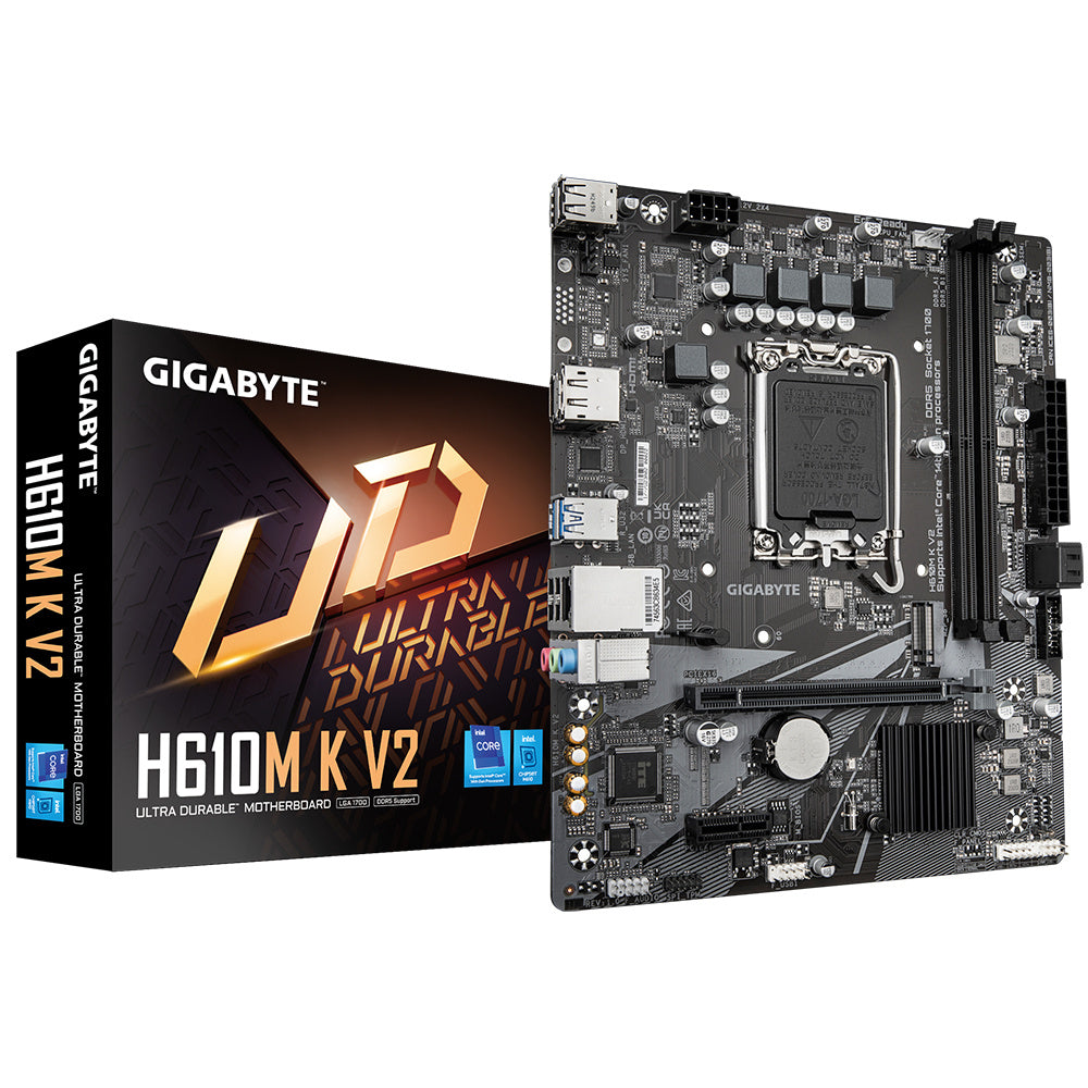 MOTHERBOARD GIGABYTE (H610M K V2) SOCKET 1700,2*DDR5 5600MHZ,HDMI,DP,MICRO ATX-1
