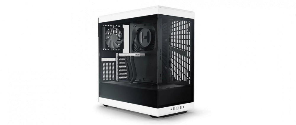 GABINETE HYTE (CS-HYTE-Y40-BW) Y40,PANDA,ATX,VIDRIO PANORAMICO,2FAN,CABLE RISER INCL,NEG/BL,S/FUENTE
