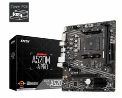 MOTHERBOARD MSI (A520M-A PRO) SOCKET AM4, 2*DDR4 4400, HDMI,DVI-D, M-ATX-1