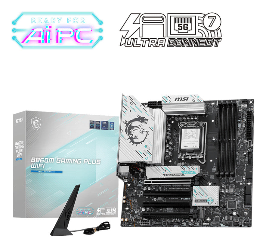 MOTHERBOARD MSI (B860M GAMING PLUS WIFI) SOCKET 1851, 4*DDR5 8800 MHZ, HDMI, DP, 3*M.2, MICRO ATX