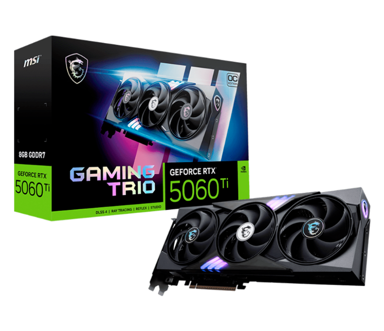 TARJETA DE VIDEO MSI (RTX 5060 TI 8G GAMING TRIO OC) 8GB GDDR7, 2647 MHZ, 1*HDMI, 3*DP, 3 FAN