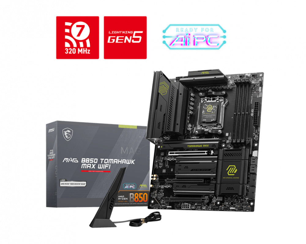 MOTHERBOARD MSI (MAG B850 TOMAHAWK MAX WIFI) SOCKET AM5, 4*DDR5 8400 MHZ, HDMI, 4*M.2, ATX