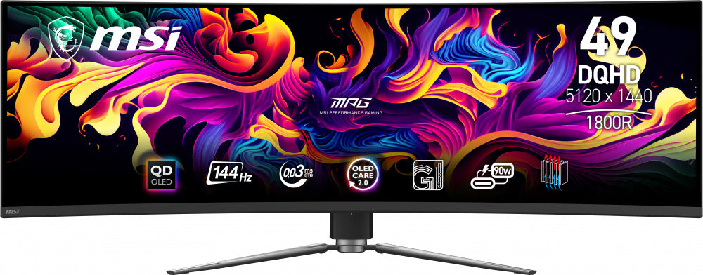 MONITOR LED MSI 49" (MPG 491CQP QD-OLED) 5120X1440 DQHD, CURVO, 144 HZ, .03MS, 2*HDMI, 1*DP,1*USB C