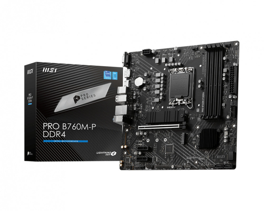 MOTHERBOARD MSI (PRO B760M-P DDR4) SOCKET 1700, 4*DDR4 4800 MHZ, 1*HDMI, 1*DP, 1*VGA, MICRO ATX