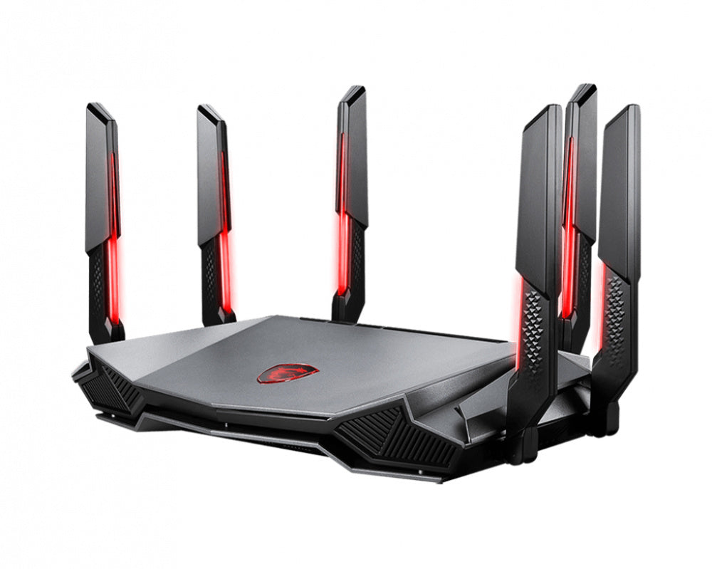 ROUTER MSI (RADIX AXE6600 WIFI 6E TRI-BAND GAMING ROUTER) WIFI6E 6GHZ 6600MBPS 4CORE/1.8GHZ 6ANTENAS
