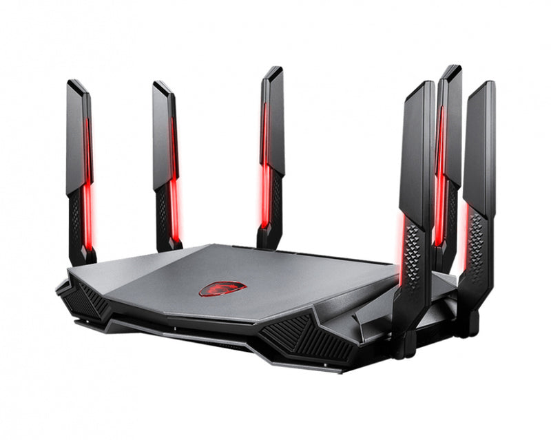 ROUTER MSI (RADIX AXE6600 WIFI 6E TRI-BAND GAMING ROUTER) WIFI6E 6GHZ 6600MBPS 4CORE/1.8GHZ 6ANTENAS-1
