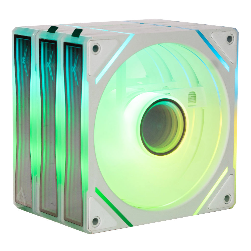 VENTILADOR P/GABINETE NACEB (NA-0650B) KIT 3*FAN, 120MM, ARGB, BLANCO