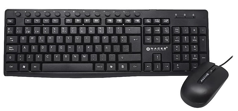 KIT 2 EN 1 NACEB (NA-112N) TECLADO,MOUSE,MULTIMEDIA,1200 DPI,NEGRO