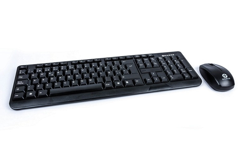 KIT 2 EN 1 NACEB (NA-426) TECLADO Y MOUSE, INALAMBRICOS RF, 1600 DPI, RESISTENTE AL AGUA, NEGRO