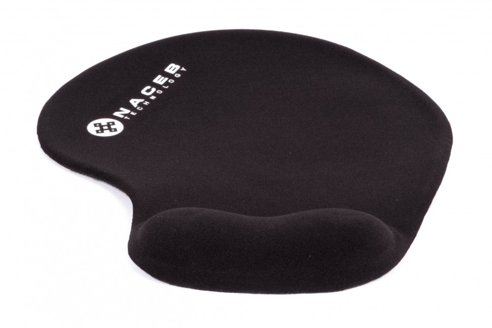 MOUSE PAD NACEB (NA-549NE) CON SOPORTE DE GEL, DE FIBRA ELASTICA, ANTIDERRAPANTE, NEGRO