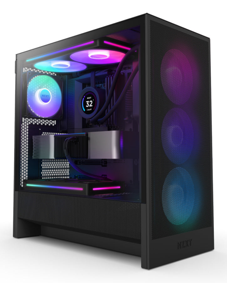 GABINETE NZXT (CC-H52FB-R1) H5 FLOW RGB  COMPACT MID-TOWER ATX CASE WITH RGB FANS - NEGRO