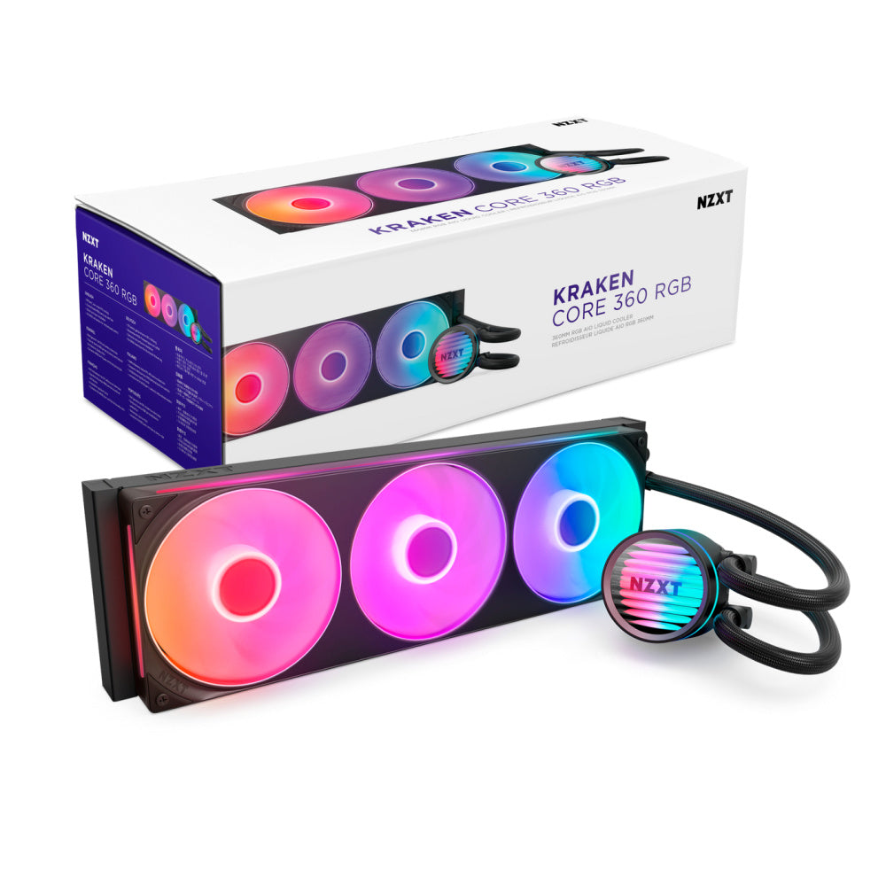 VENTILADOR P/CPU NZXT (RL-KR36C-B1) KRAKEN CORE 360, 3 X 120MM, 2400RPM, NEGRO-2