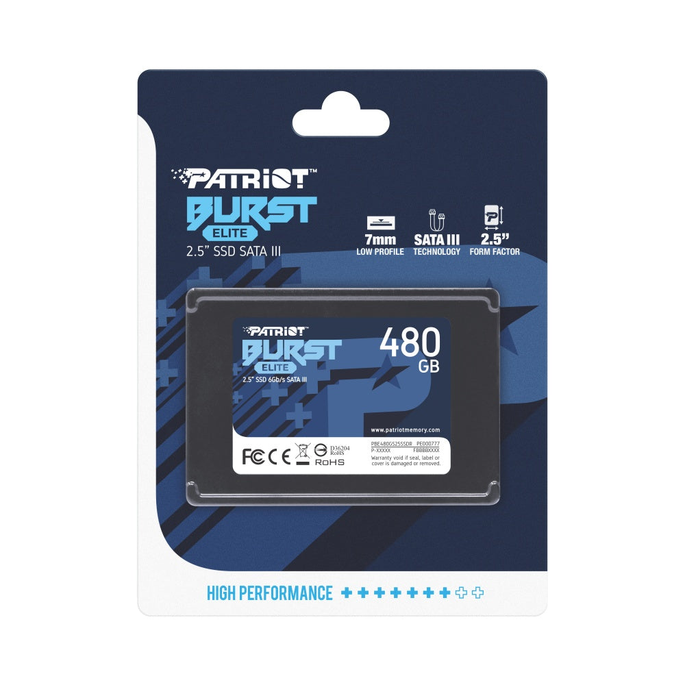 UNIDAD SSD 2.5" PATRIOT 480GB (PBE480GS25SSDR) BURST ELITE, SATA3, 7MM, 3D NAND